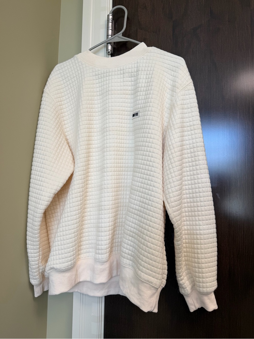 White Fox Boutique Cream Quilted Crew Neck Sweater